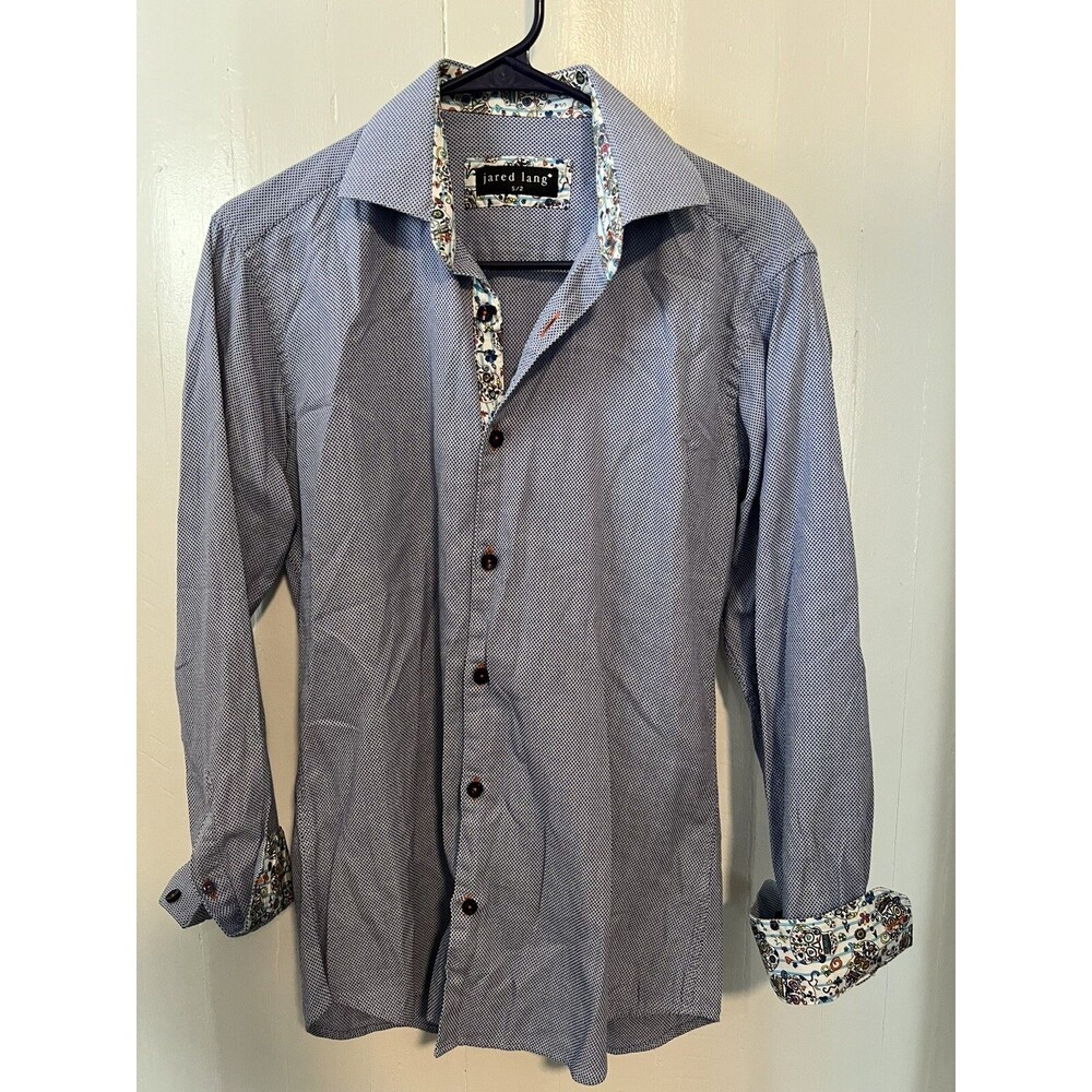 Jared Lang Shirt Button Down Women’s S/2 Blue Skull Print Cotton Blouse